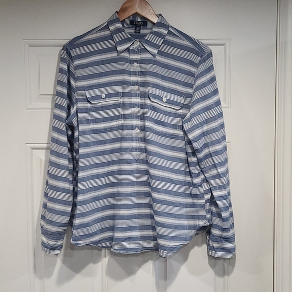 SHIRT: Button Down Chaps Denim Chambray Shirt - Picture 1 of 8